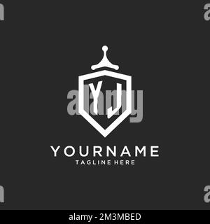 YJ monogram logo initial with shield guard shape design ideas Stock Vector