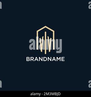 VV initial monogram logo with hexagonal shape style, real estate logo design ideas inspiration vector Stock Vector
