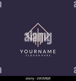 XW initial monogram logo with rectangle style design ideas Stock Vector