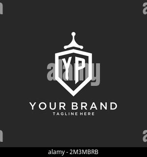 YP monogram logo initial with shield guard shape design ideas Stock Vector
