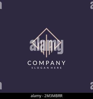 WA initial monogram logo with rectangle style design ideas Stock Vector
