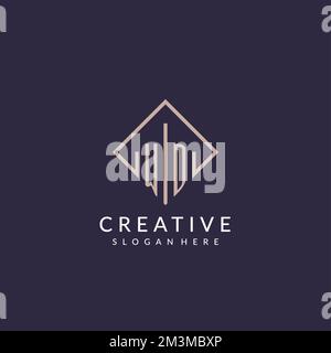 WD initial monogram logo with rectangle style design ideas Stock Vector