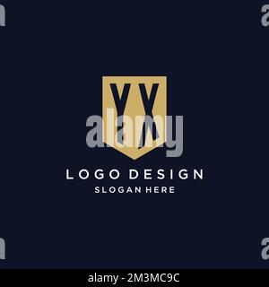 YX monogram initials logo design with shield icon template Stock Vector