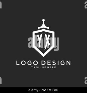 YX monogram logo initial with shield guard shape design ideas Stock Vector