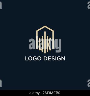 WK initial monogram logo with hexagonal shape style, real estate logo design ideas inspiration vector Stock Vector