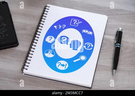 Question concept drawn on a notepad Stock Photo
