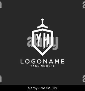 YH monogram logo initial with shield guard shape design ideas Stock Vector