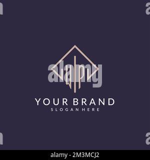 WP initial monogram logo with rectangle style design ideas Stock Vector