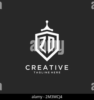ZD monogram logo initial with shield guard shape design ideas Stock Vector