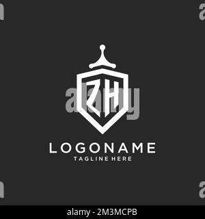 ZH monogram logo initial with shield guard shape design ideas Stock Vector