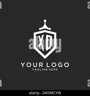 XO monogram logo initial with shield guard shape design ideas Stock Vector