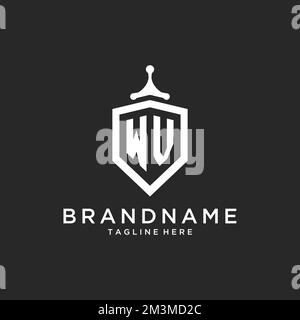 WV monogram logo initial with shield guard shape design ideas Stock Vector