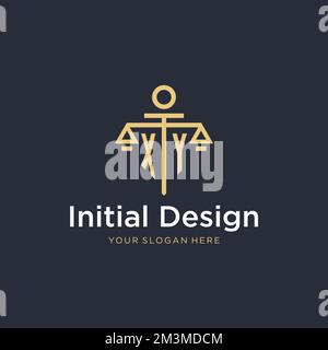XY initial monogram logo with scale and pillar style design ideas Stock Vector