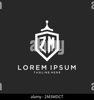 ZM monogram logo initial with shield guard shape design ideas Stock Vector