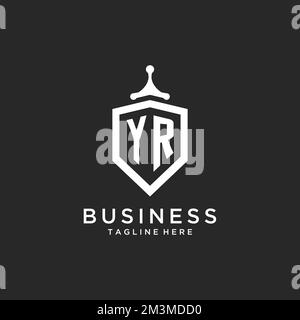 YR monogram logo initial with shield guard shape design ideas Stock Vector
