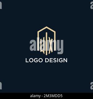WX initial monogram logo with hexagonal shape style, real estate logo design ideas inspiration vector Stock Vector