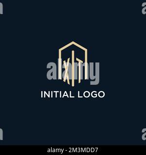 XT initial monogram logo with hexagonal shape style, real estate logo design ideas inspiration vector Stock Vector