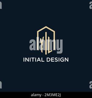 YL initial monogram logo with hexagonal shape style, real estate logo design ideas inspiration vector Stock Vector