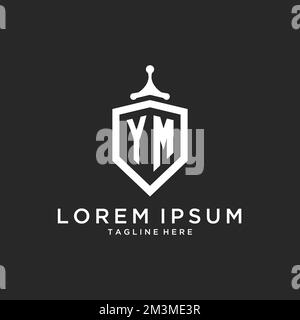 YM monogram logo initial with shield guard shape design ideas Stock Vector