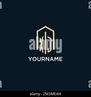 XJ initial monogram logo with hexagonal shape style, real estate logo design ideas inspiration vector Stock Vector