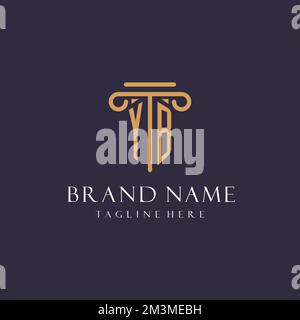 YB monogram initials design for law firm, lawyer, law office with pillar style ideas Stock Vector