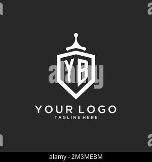 YB monogram logo initial with shield guard shape design ideas Stock Vector