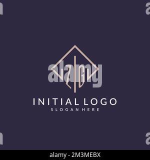 ZG initial monogram logo with rectangle style design ideas Stock Vector