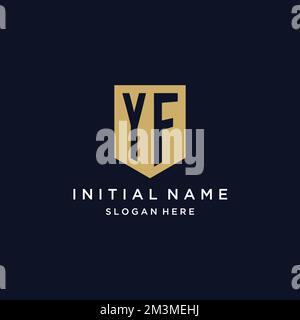 YF monogram initials logo design with shield icon template Stock Vector