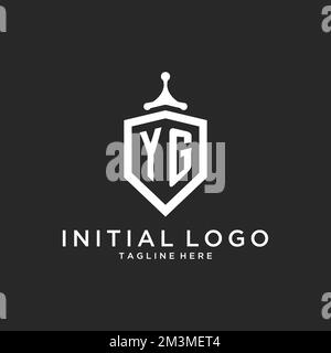 YG monogram logo initial with shield guard shape design ideas Stock Vector