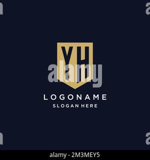 YH monogram initials logo design with shield icon template Stock Vector