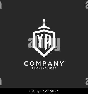 YA monogram logo initial with shield guard shape design ideas Stock Vector