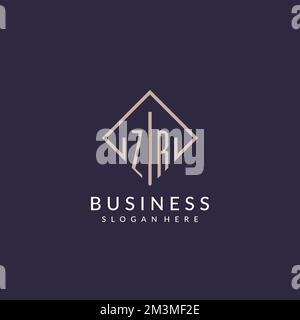 ZR initial monogram logo with rectangle style design ideas Stock Vector