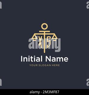XS initial monogram logo with scale and pillar style design ideas Stock Vector