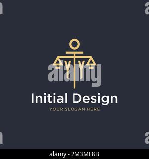 YY initial monogram logo with scale and pillar style design ideas Stock Vector