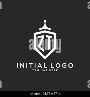 ZT monogram logo initial with shield guard shape design ideas Stock Vector