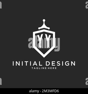 YY monogram logo initial with shield guard shape design ideas Stock Vector