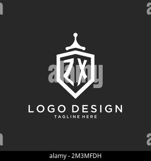 ZX monogram logo initial with shield guard shape design ideas Stock Vector