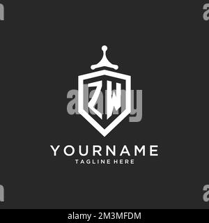 ZW monogram logo initial with shield guard shape design ideas Stock Vector