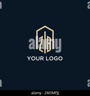 ZB initial monogram logo with hexagonal shape style, real estate logo design ideas inspiration vector Stock Vector