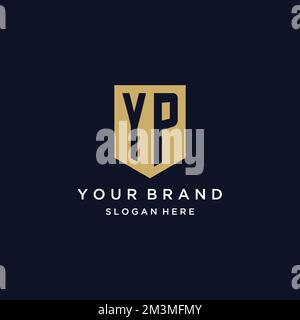 YP monogram initials logo design with shield icon template Stock Vector