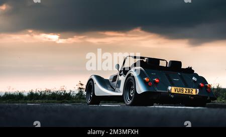 Morgan Plus 4 Works Edition - Rear Three Quarter View Stock Photo