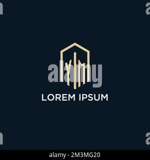 YM initial monogram logo with hexagonal shape style, real estate logo design ideas inspiration vector Stock Vector