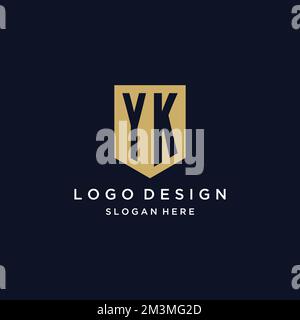 YK monogram initials logo design with shield icon template Stock Vector