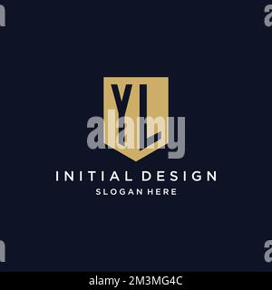 YL monogram initials logo design with shield icon template Stock Vector