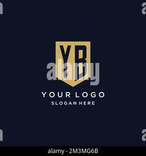 YB monogram initials logo design with shield icon template Stock Vector