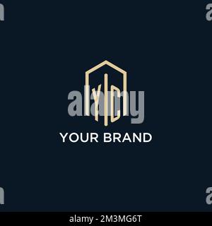 YC initial monogram logo with hexagonal shape style, real estate logo design ideas inspiration vector Stock Vector