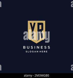 YR monogram initials logo design with shield icon template Stock Vector