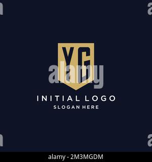 YG monogram initials logo design with shield icon template Stock Vector
