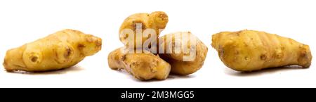 Set of Jerusalem artichoke images. Jerusalem artichoke isolated on a white background. Clipping Path. Full depth of field. close up Stock Photo