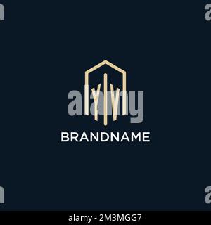 YV initial monogram logo with hexagonal shape style, real estate logo design ideas inspiration vector Stock Vector
